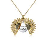 YFN Sterling Silver Sunflower Locket Necklace You Are My Sunshine Engraved Pendant Necklaces Gift for Her (Gold)