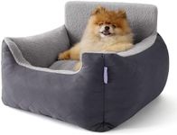 Lesure Small Dog Car Seat - Waterproof Pet Booster Seat, Car Dog Seat For Medium Dog With Clip-On Leash For Pet Travel Carrier Bed, 54.5x49.5x38cm, Dark Grey