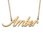 HUAN XUN Stainless Steel Initial Alphabet Custom Name Necklace Amber for Best Bridesmaid