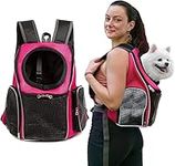 Pet Carrier Backpack, Adjustable Pet Front Cat Dog Carrier Backpack Travel Bag Easy-Fit for Traveling Hiking Camping for Small Medium Dogs Cats Puppies (Large Pink)