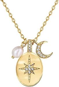 PAVOI 14K Gold Plated Engraved Coin Pendant Necklaces for Women | Byzantine Coin Pendants | Bohemian Necklace, Yellow Gold Cubic Zirconia, cluster