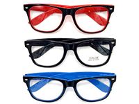 Goson Clear Lens Eye Glasses Non Prescription Glasses Frames For Women and Men, Black+blue+red Frames 3 Pairs, Medium