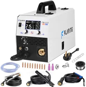 FLARING MIG Welder,215amp 6 IN 1 Welder Machine 120V/240V Fux Core Welder/Gas MIG/Stick/Lift TIG/Spot welding/Spool Gun Multi-Process MIG Welder with Synergic Control IGBT Inverter Portable Welder