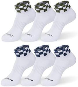 MONFOOT Men's/Women's 6 Pairs Daily Cushion Comfort Fit Performance Quarter Ankle Socks, Checker Navy Medium Multipack