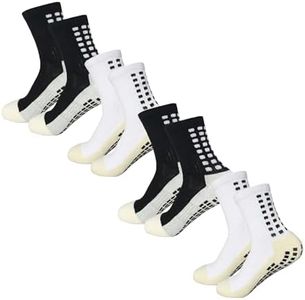 Yufree 4 Pairs Mens Grip Soccer Socks Non Slip Grippy Women Socks for Football Basketball Sports