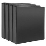 Amazon Basics 1.5" Heavy-Duty View 3 Ring Binder, Black, 4/Pack