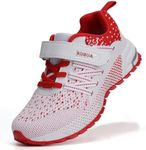 Kids Sneakers for Boys Girls Running Tennis Shoes Lightweight Breathable Sport Athletic White Red 13 Little Kid