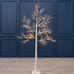 CHRISTOW Light Up Outdoor Birch Tree 6ft, Pre Lit Christmas Twig Tree with Lights, Mains Operated with Warm White LEDs (120 LED)