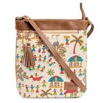 SHEYBAGS Women's Traditional Cloth Crossbody Sling Bag - Canvas Fabric, Artful Warli Print