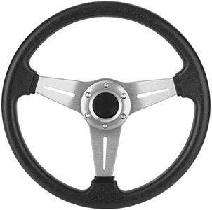Qiilu 14" Steering Wheel, Drifting Racing Steering Wheel 14 inch/350mm 6 Bolts Grip with Horn Harness Replacement Modified Accessory (Silver)