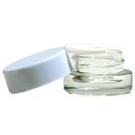 3ml Glass Shoulderless Screw Top Jars w/Grooved Anti-Leak Gasket | Essential Oil, Concentrate, Lip Balm or Makeup Containers | 100pc (White Lids)