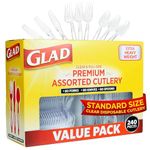 Glad, 240 Count (Pack of 1), Clear Assorted Cutlery