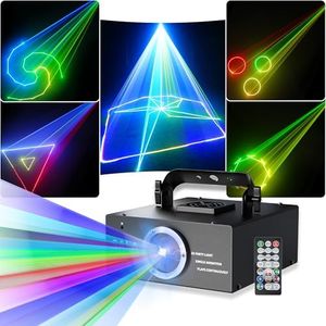 DJ Laser Lights for Party(No APP), 3D Animation Loop, Laser Light Shows, DMX512 RGB Stage Laser Projector, Sound Activated Beam Effect, Perfect for Disco, Karaoke, Halloween, Christmas