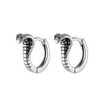 El Regalo 1pair Retro Fashion Cobra Snake Earrings- Punk Snake Black Zirconia Eye Stainless Steel Huggie Ear Cuff Unisex Earrings for Men & Women