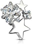 FIFTH CUE 14G CZ Cluster Stars Internally Threaded Dermal Anchor Top (Clear)