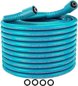 POHIR 25FT Pressure Washer Hose 1/4'', Kink Resistant Power Replacement Hose, 3600PSI Electric Washing Heavy Duty Flexible Compatible with Most Brands, Ideal for Home & Commercial Use, Silver-Blue