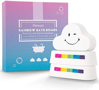 Rainbow Bath Bombs Gift Set, Ribivaul XXXL Size 6.5oz Handmade Bath Bombs with Natural Ingredients, Cloud Bath Bomb with Rich Bubbles for Kids/Women, Great Gift Idea for Mother's Day, Birthday