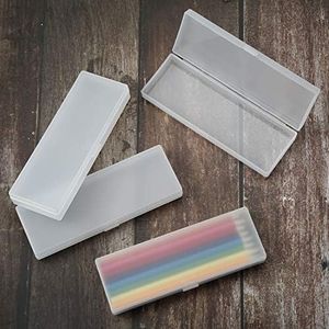 4 Pieces Plastic Pencil Case Plastic Stationery Case with Hinged Lid and Snap Closure for Pencils, Pens, Drill Bits, Office Supplies (White)