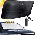 KINGTLE Car Windshield Sunshade, Foldable Front Window Umbrella for Sun Protection and Heat Insulation, Large Full Cover Sunshade 140 * 79cm for Most SUVs, Business Cars, Sedan Cars