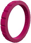 QALO Women's Rubber Silicone Ring, Step Stackable, Wedding Ring for Women, Breathable, Durable Engagement Silicone Band, 3mm Wide 2mm Thick, Pink Topaz, Size 5