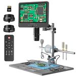 Andonstar AD249S-M Plus 10.1'' HDMI Soldering Digital Microscope for Electronics Repair, 2000x 3 Lens 2160P UHD Video Record, Soldering Microscope Station with Helping Hands, Slides, 32GB Card