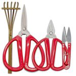 R&R SHOP Bonsai Precision Scissors Kit - Trimming, Bonsai Pruning, Precision and Small Branch and Root Cuts, Bamboo Rake - Set of 4