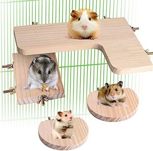 Chinchilla Cage Accessories Hamster Accessories, Chinchilla Toys Wood Platform Dwarf Hamster Cage Board, Chinchilla Cage Sturdy Standing and Jumping Wooden Board for Parrot Cage Rat Cage (Board)