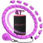 JKSHMYT Smart Weighted Fit Hoop Plus Size for Adults Weight Loss, Hula Circle-2 in 1 Infinity Fitness Hoop, 24 Links Detachable & Size Adjustable, with Ball Auto Rotate 360 Degree for Women