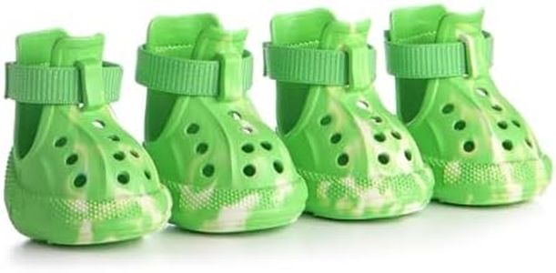 AOKOWN Dog Shoes for Hot Summer Pavement, Dog Shoes for Small Dogs, Waterproof Dog Boots & Paw Protectors, Non-Slip Dog Rain Booties, Easy Clean Sandals for Beach Green Size 3