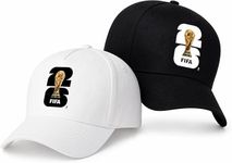 2026 FIFA World Cup Official Baseball Cap for Men Women, Adjustable Cotton Soccer Hat Unisex for Outdoor Sports and Game Day (2, White+Black)