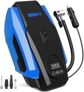 Lyrovo Tyre Inflator Portable Air Compressor Tire Air Pump for Car Tires - Car Accessories, 12V DC Auto Pump with Digital Pressure Gauge, Emergency LED Light for Bicycle, Balloons (LY1166, Blue)