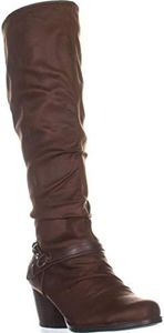 BareTraps Roz Knee High Belted Ankle Block Heel Boots, Brush Brown, 7 US