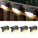 EMBOX Solar Light Outdoor Garden Waterproof Stair Deck Pool Patio Fence Gate Yard Floor Step Railing Window Balcony Sunlight Pathway (Black 4, Standard)