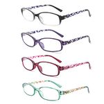 BOSAIL 4 Pack Blue Light Blocking Glasses,Fashion Ladies Spring Hinges with Pattern Print,Anti Glare UV Eyeglasses for Women