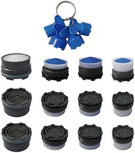 iFealClear 12 Pieces Faucet Cache Aerators with 4 Pieces Removal Wrench Tool, Water Saving Flow Restrictor Set Replacement Part, for Bathroom or Kitchen Sink, Male Threads 16.5 18.5 21.5 24
