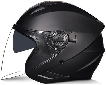Motorcycle Helmet,Open-face Motorbike Racing Jet Helmet Adult Offroad Motocross Helmet Double Visor Fashion Personality for Men Women (Matte Black, Large)