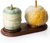 Rovarahoom Walnut Wooden Yarn Holder for Crocheting, Yarn Spinner Stand with Magnetic Rotating Mechanism, Crochet Holder for Knitting Lovers Mom Craft Enthusiasts Great Gift - 2 Spindles
