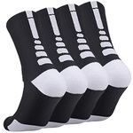 Basketball Socks Outdoor Athletic Crew Socks Thick Compression Long Running Sports Socks for Men & Women 4 Pack