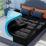 ELEMUSE Black Memory Foam Mattress Topper with Fluffy Pillow Top Cover, Mattress Topper Kingsize Bed for Back Pain Relief, with OEKO-TEX & CertiPUR-US (King-150x200cm)