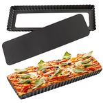 Cyimi 14 Inch Rectangular Tart Pan Set of 2, Nonstick Quiche Pie Pan with Removable Bottom Tart Pan for Pies, Quiche Bakeware, Cheese Cakes, Desserts