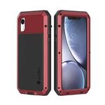 Lanhiem iPhone XR Case, Heavy Duty Shockproof Tough Armour Metal Case with Built-in Screen Protector, 360 Full Body Protective Cover for iPhone XR (2018) 6.1 Inch, Dust Proof Design -Red