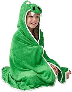 HIPHOP PANDA Hooded Towel - Rayon Made from Bamboo, Bath Towel with Bear Ears for Newborn, Babie, Toddler, Infant - Absorbent Large Baby Towel - Dinosaur, 30 x 40 Inch