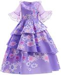 Aomig Isabella Costume Dress, Deluxe Princess Isabella Kids Costume Madrigal Princess Fancy Dress Up with Accessories for Girls, Mirabel Dress Up Cartoon Outfit for Birthday Party, Halloween Cosplay