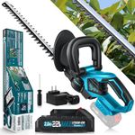 SakerPlus Cordless Hedge Trimmer, 22V Electric Bush Trimmer with 20” Dual-Action Blades, 3/5" Cutting Capacity, Lightweight Shrub Trimmer Handheld Hedge Cutter, 1 Battery and Fast Charger Included