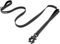 Strong Heavy Duty Dog Leash - 6ft Reflective Nylon Training Leash with Soft Padded Double Handle & Auto Lock Frog Clip - Safety Traffic Control for Large Medium Small Dogs No Pull Walk Black Black,6ft