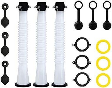 KP KOOL PRODUCTS Universal Gas Can Spout Replacement, Gas Can Nozzle with Gasket, Stopper, Collar Caps (Black and Yellow) & gas can vent caps, Pack of 3