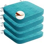 NZORD Square Chair Pads with Ties | Seat Cushions with Ties | Large Chairpad for Sitting | Pooja Stool | Dining Table | Indoor & Outdoor | Filled Foam | Set of 4 | Sky Blue