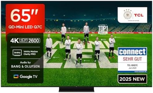 TCL 65Q7C QLED Mini LED Fernseher, 65 Zoll, 4K HDR Premium, Dolby Vision IQ & Atmos, Smart TV mit Google TV, Bang & Olufsen 6.2.2 Sound, 144Hz VRR, AMD FreeSync Premium Pro, HDMI 2.1, AirPlay 2