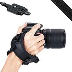 JJC DSLR Camera Hand Strap with Arca Swiss Type Plate for Can. EOS 6D 5D 7D 2000D 90D 80D Powershot SX70 Rebel T8i T7i Nik. D750 D780 D850 D7500 D7200 D5600 Coolpix P1000 (BLACK)