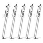 ISOUL Stylus Touch Pen, [5 PACK] Styli Capacitive Touchscreen Pen Steel Stylus For iPhone, iPad Mini, Pro, Galaxy, Note, Tab, Nexus, Nokia, Blackberry, OnePlus, Tablets and More (Silver)